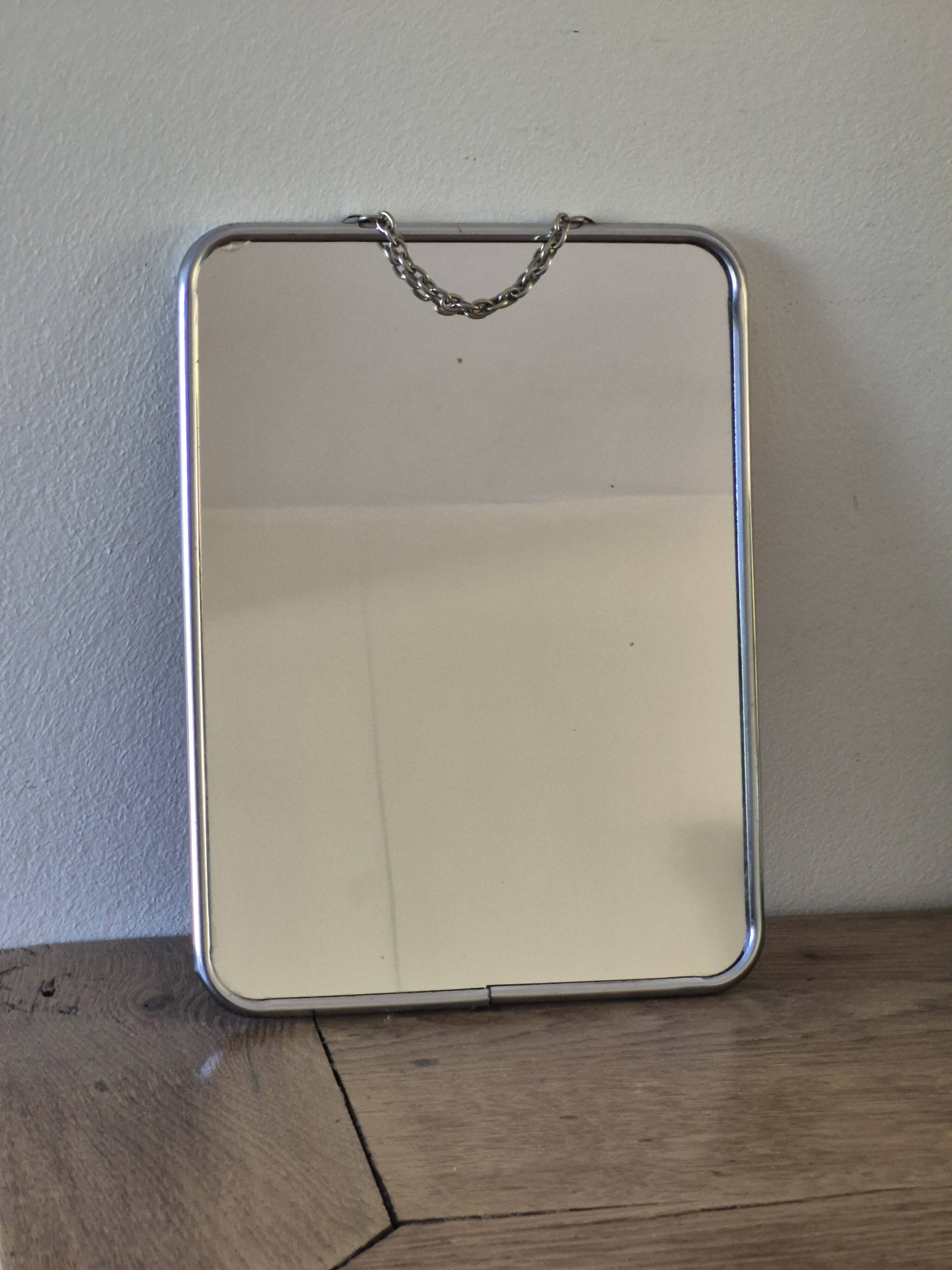 Barber mirror 24 cm x 18 cm, vintage, 1950s, hairdresser mirror