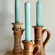 3 vintage handcrafted pottery candle holders
