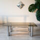 Table basse 1970 verre fumé et chrome