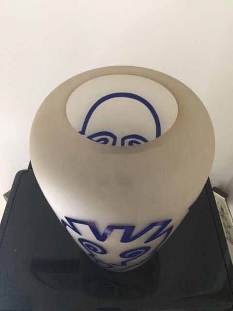 Signed frosted glass vase