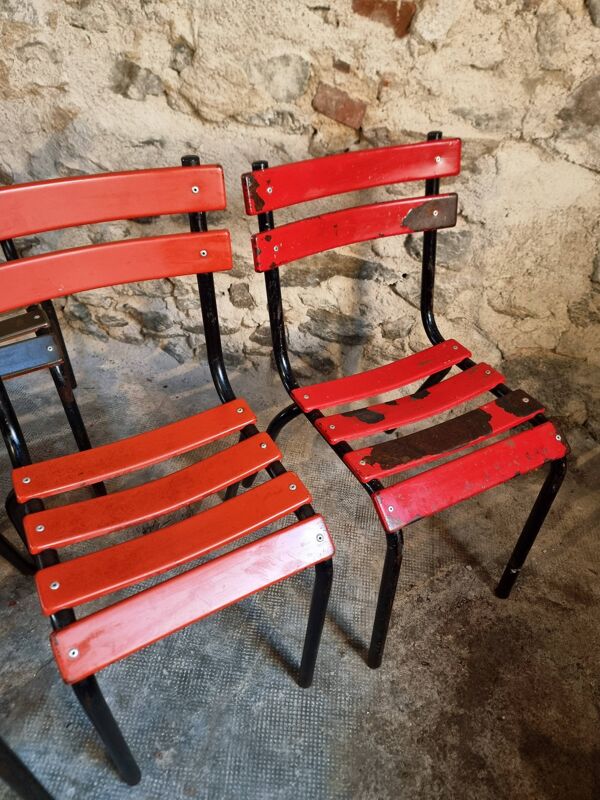 Lot de 8 chaises bistrot françaises vintage – style industriel métal Tolix