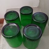 5 verres à eau anciens verts
