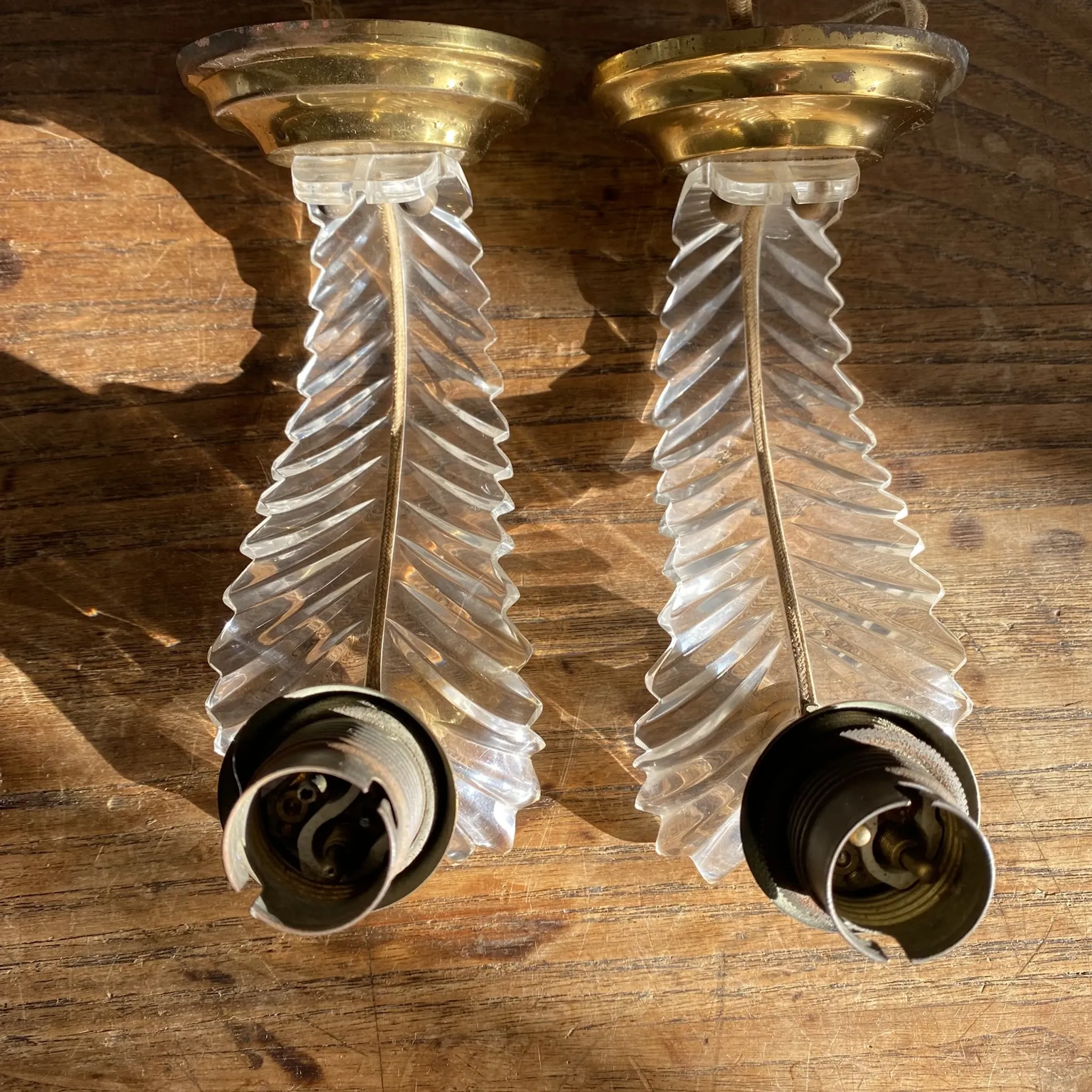 Vintage plexiglass wall lights in Hollywood Regency style from the 1960s.
