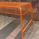 Banc design IKEA modèle Västeron en métal orange vers 1980 par Inml