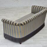 1960s, Danish 3-seater sofa, blue/beige furniture velour, beech wood legs.