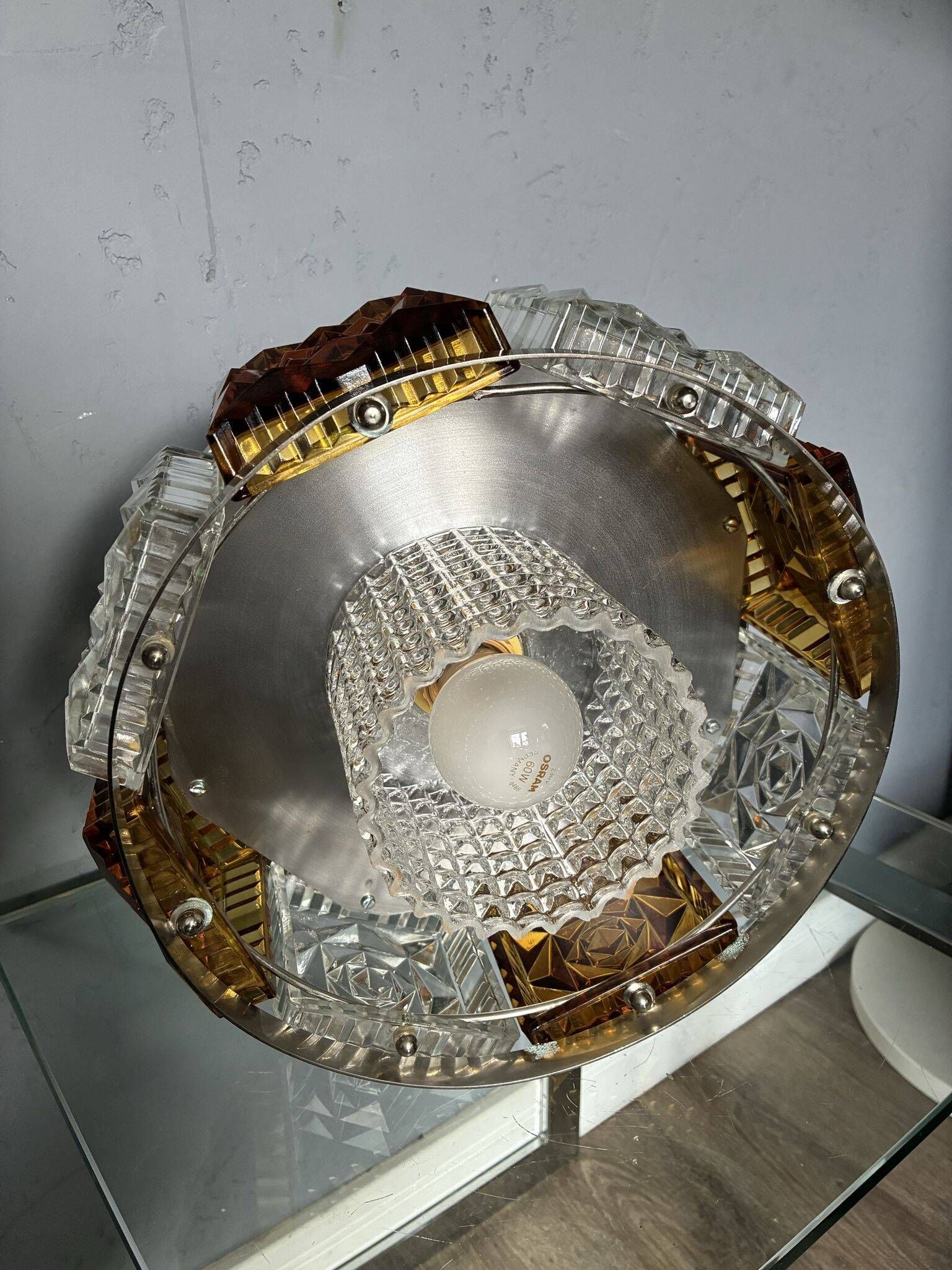 Carl Fagerlund for Orrefors pendant lamp, glass blocks, 1970s