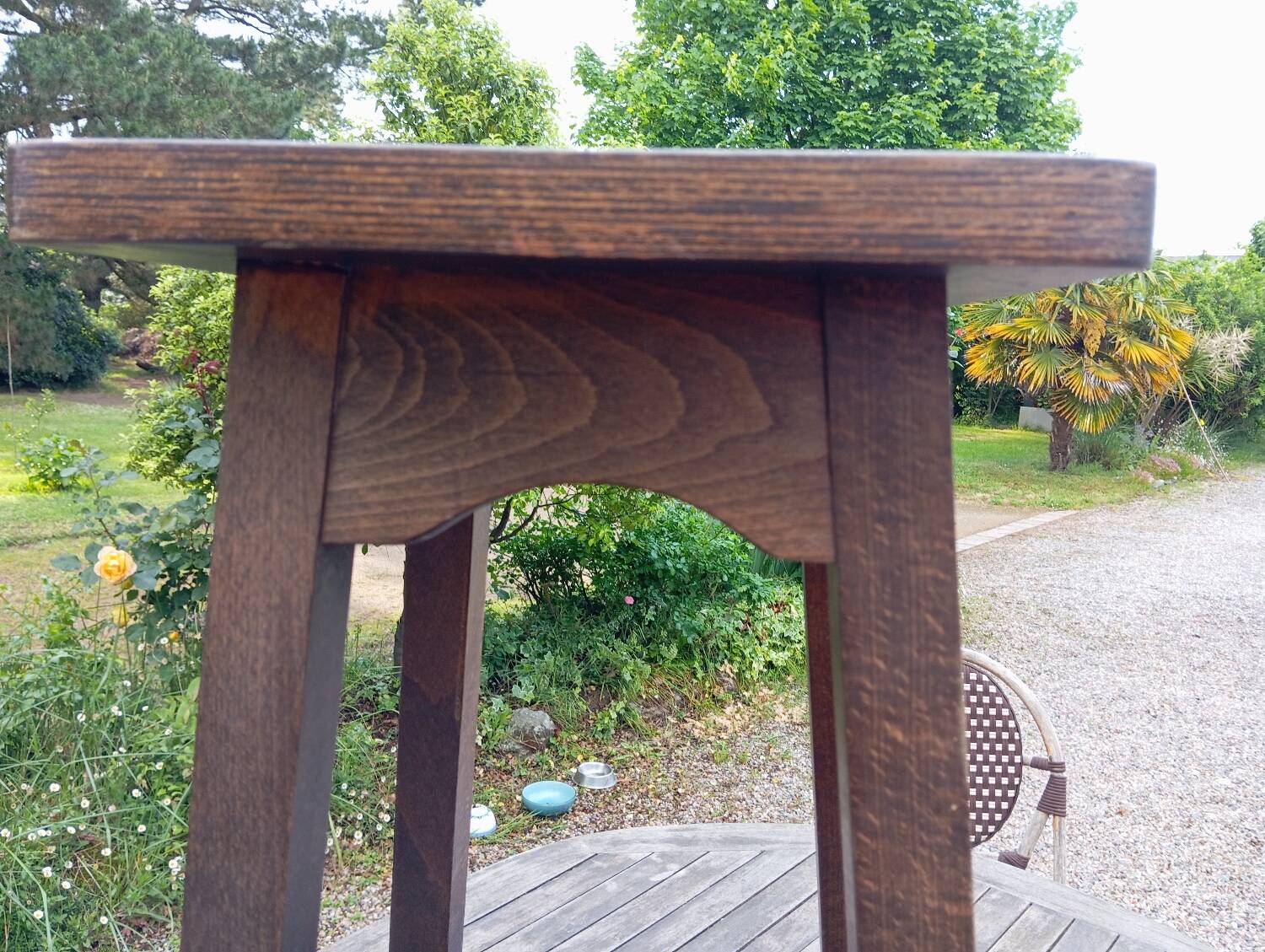 High stool in solid oak, brutalist style, circa 1950/60