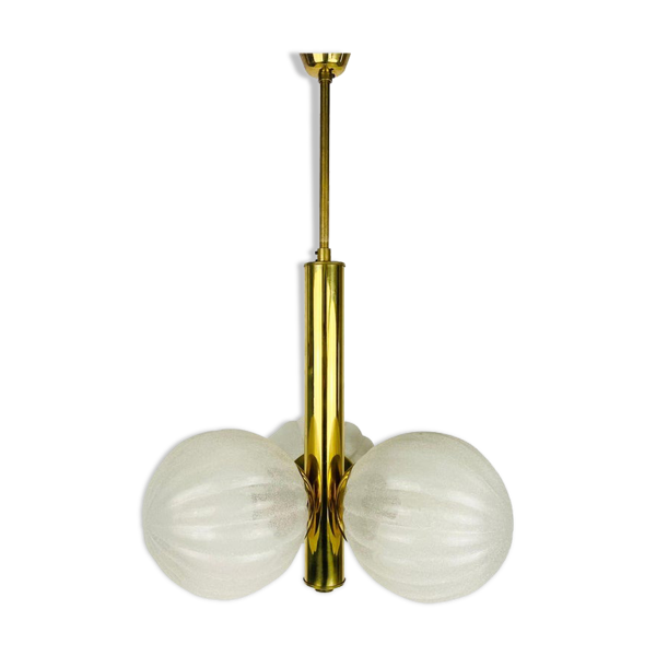 Lustre Kaiser doré à 3 bras, Allemagne, années 1960