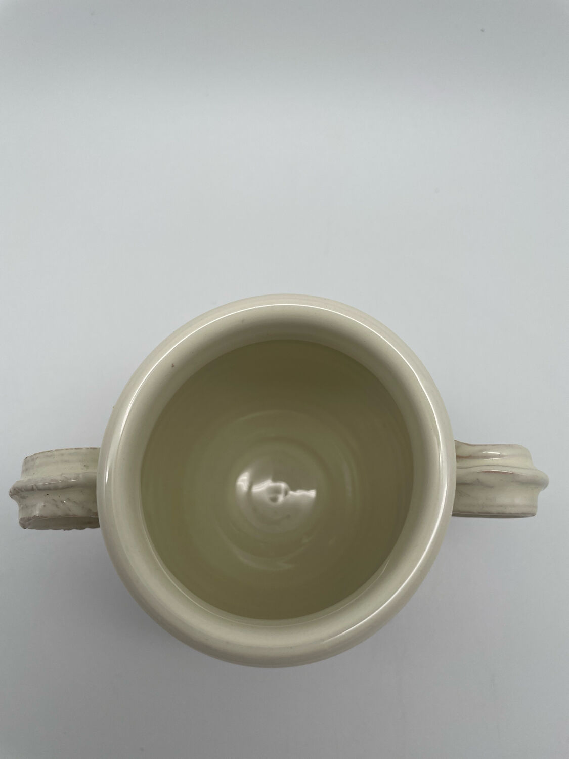 Grease pot, candied in glazed white terracotta