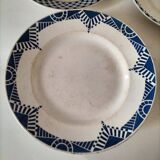 Set of 12 ironstone plates – Deep blue & red