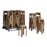 Set of 20 lacquered beech stools 1960