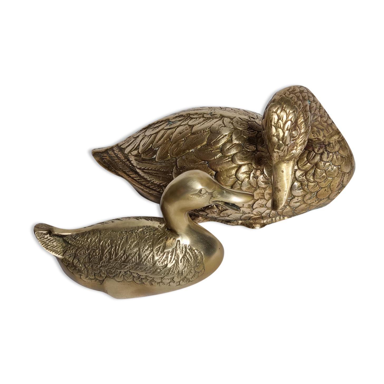 Set of two brass ducks, 22 cm
