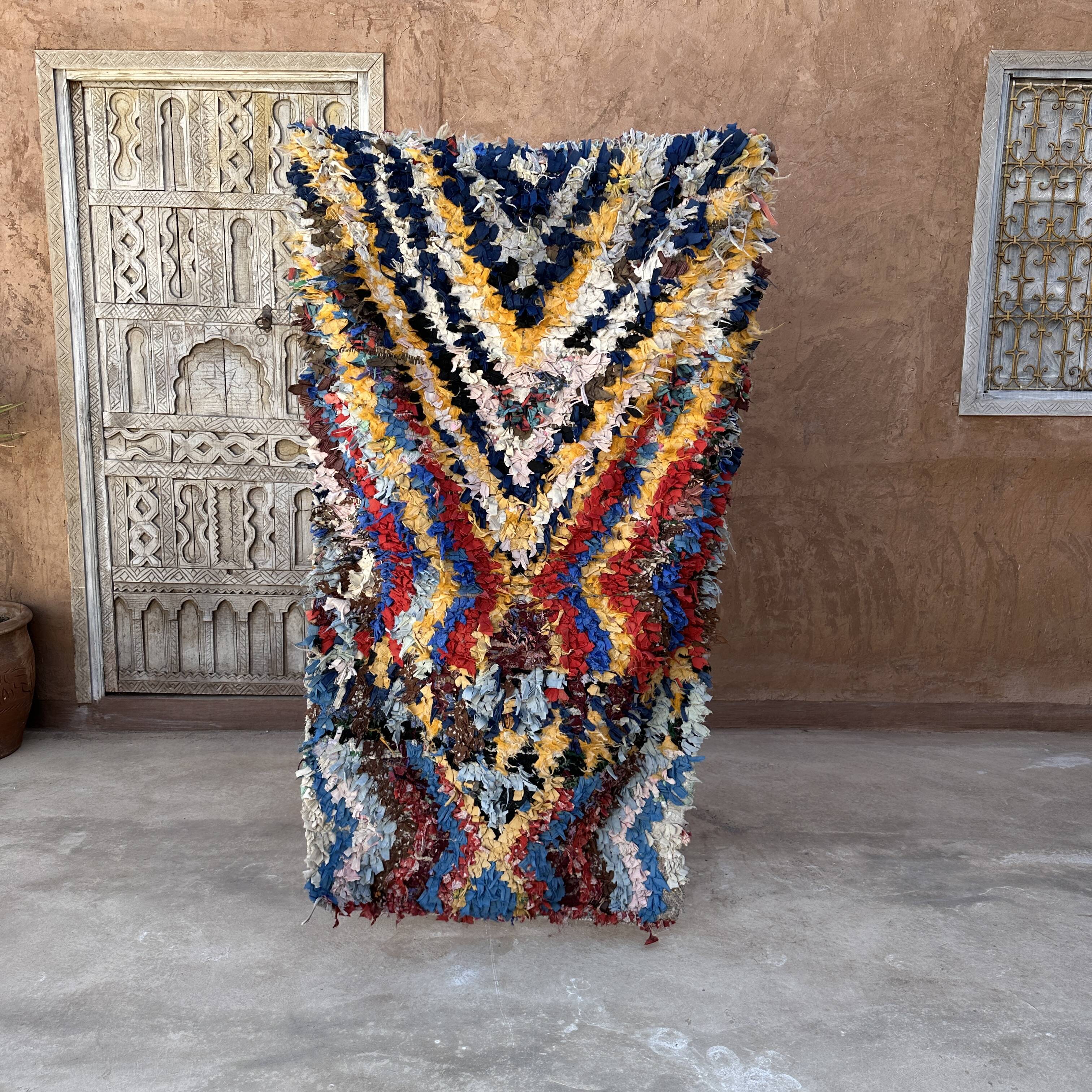 Colorful Boucherouite Moroccan rug - 88 x 158 cm