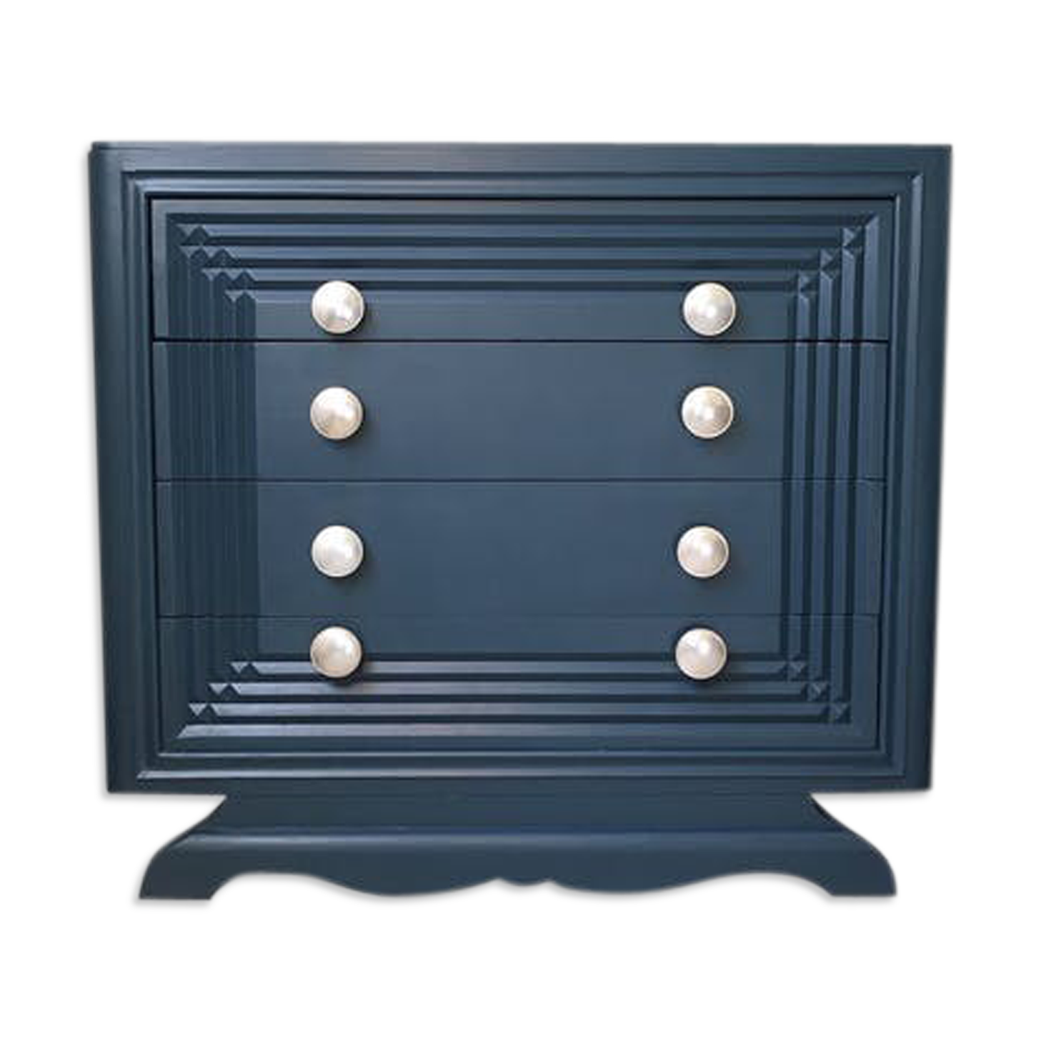 Wooden art deco dreser painted blue