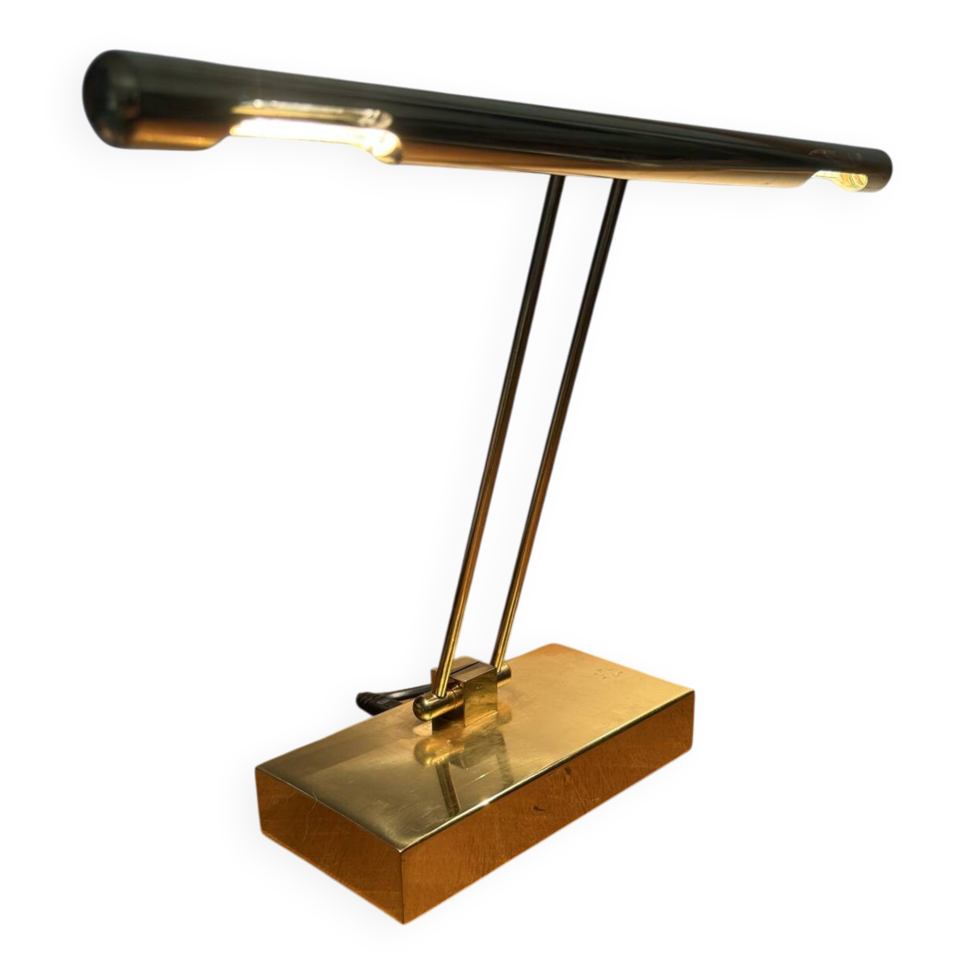 Modernist desk or piano lamp in gilded brass - 1970s/80s
