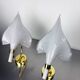 Pair of Italian hand blown Murano glass calla lily wall lights by Franco Luce, 1970s