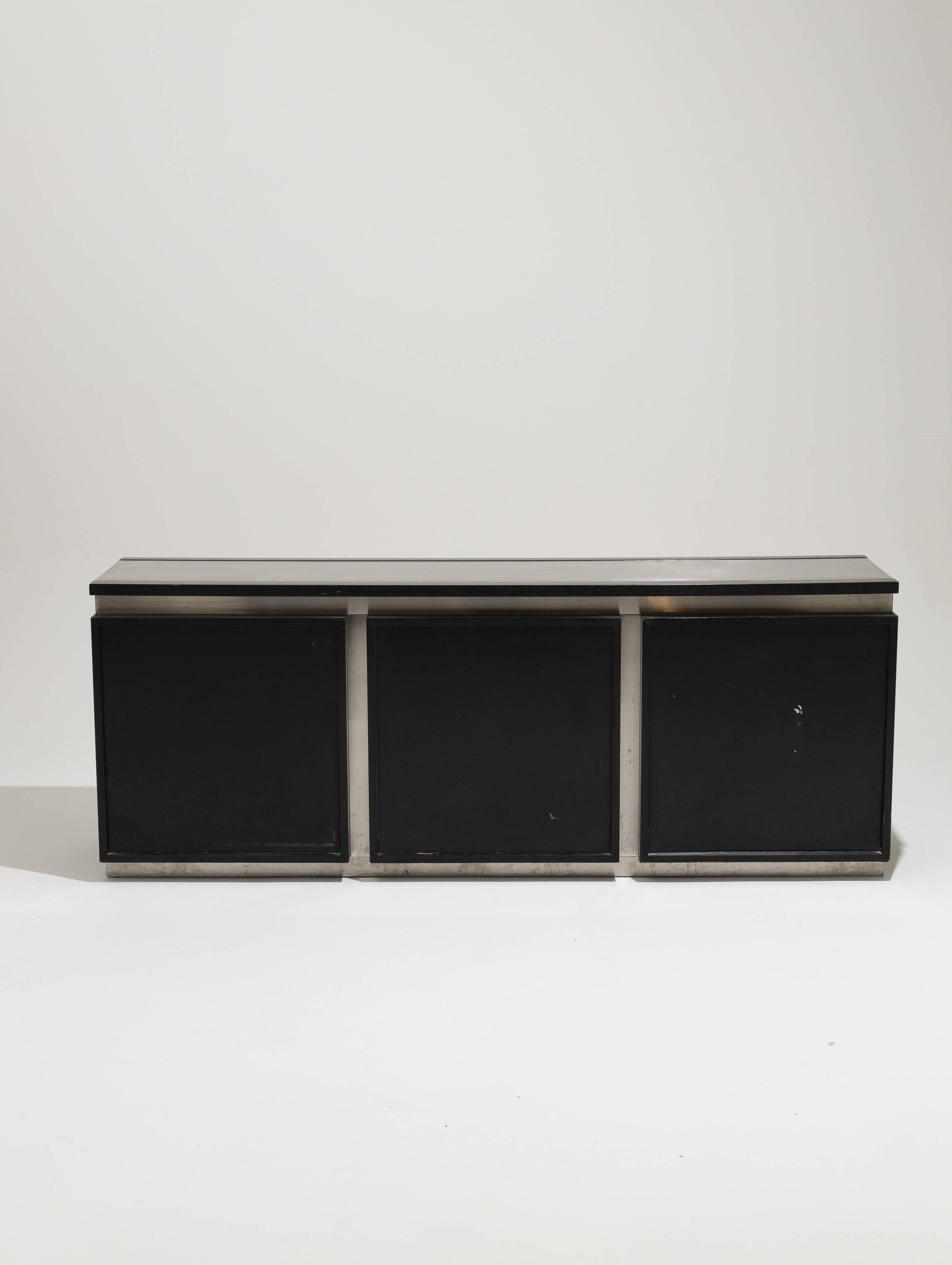 Brushed steel sideboard, lodovico acerbis, 1970s