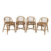 Series of 4 rattan chairs, France, 1960