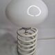 Vintage table lamp with spring base, opaline globe, Maurer style, 80s