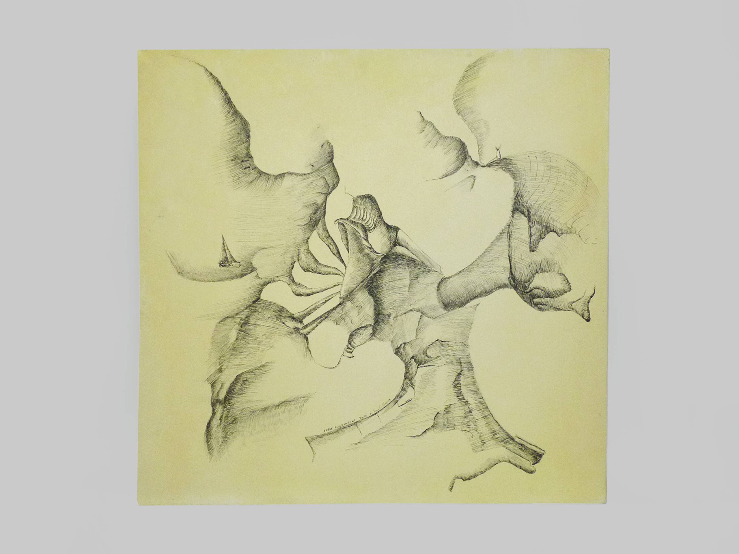 Mixed media, oil and black pen on canvas, Serge Goldwitcht "Gliding"