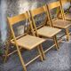 Set of 4 folding chairs in beech and caning by Habitat, 1980s.