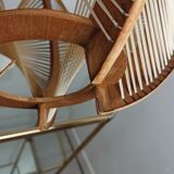 Scandinavian chandelier in thread and wood