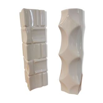 Duo of vintage Bavarian porcelain vases from the 1960s