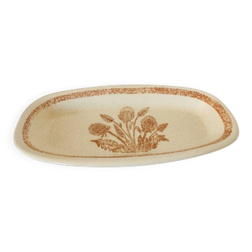 Large Oval Antique Ceramic / Stoneware Dish with Floral and Thistle Decoration