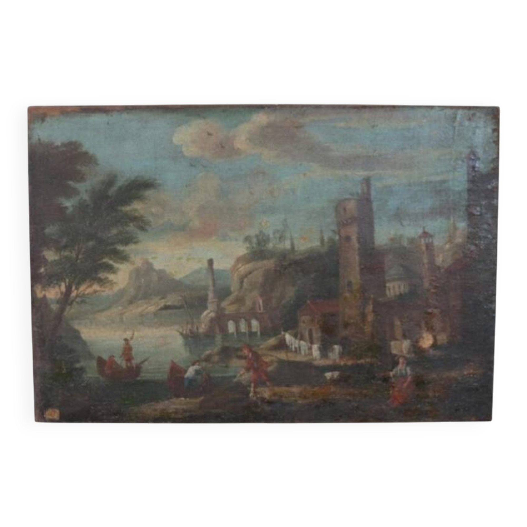 Coastal Landscape, Oil On Canvas, Italy, 18th Century