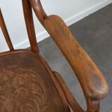 Pair of curved wooden bistro armchairs