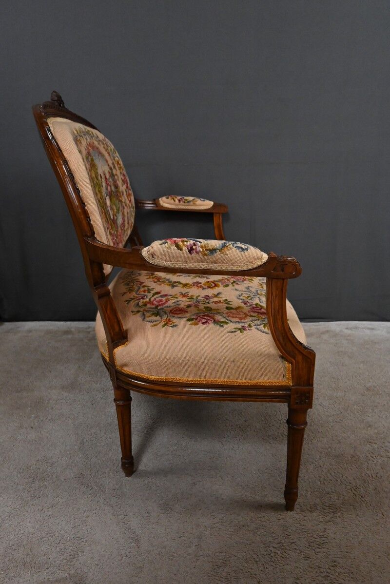Beech canapé, stained, Louis XVI style - 1920