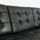 Scandinavian Three-Seat Sofa in Solid Wood and Black Leather, 1960s