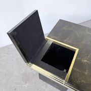 "Rizzo" lacquered and brass coffee-bar table from the 1970s.
