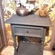 Restored 1900 bedside table in solid wood painted in Gustavian grey