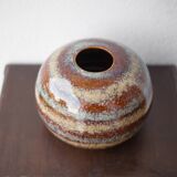 Striated glazed ceramic vase, ball vase, flower pot, interior decoration, collection, 70's