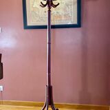 Coat rack on curved wooden stand, Baumann or Thonet style parrot
