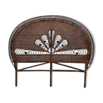 50s peacock rattan headboard