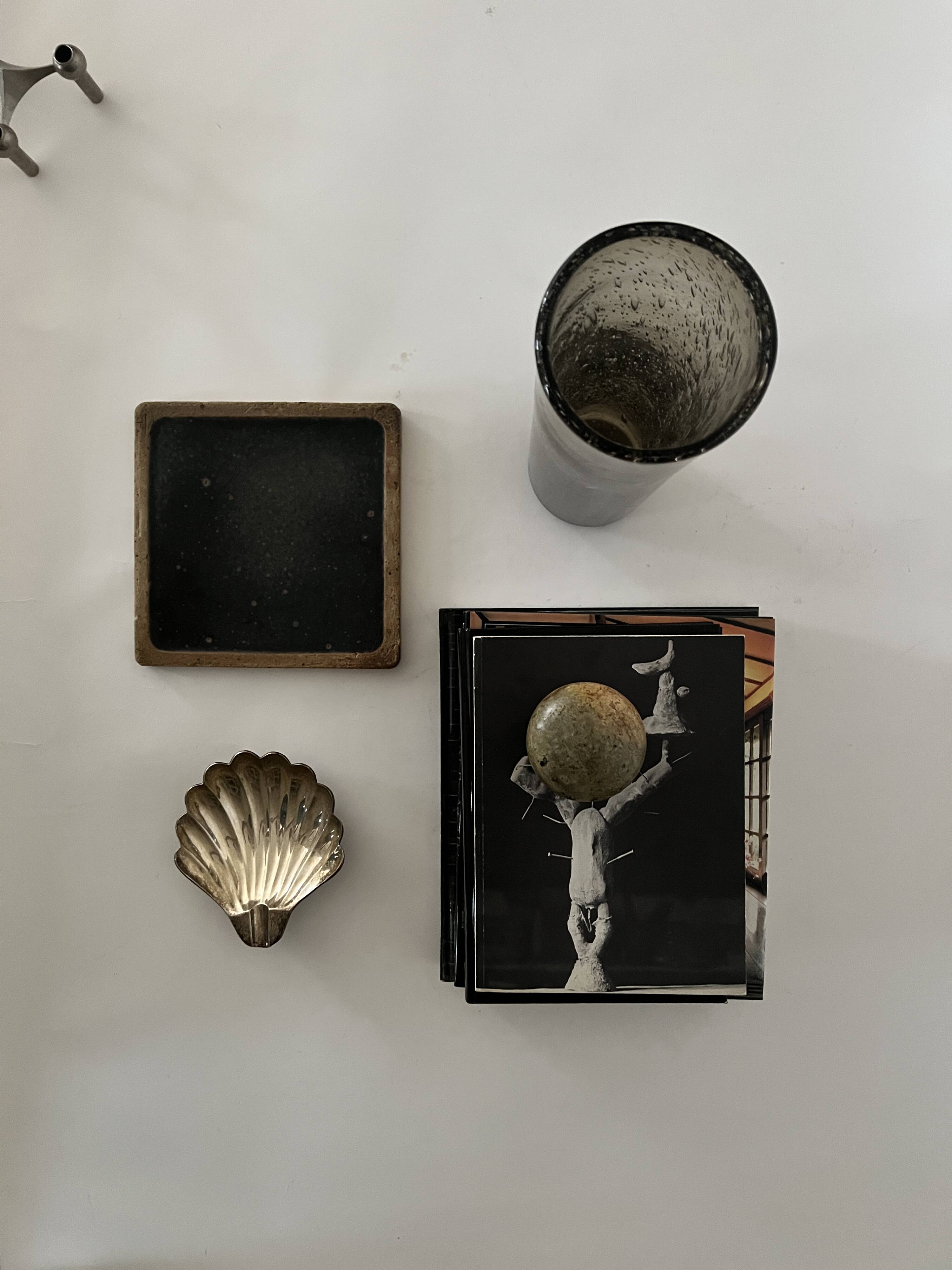 Large smoked and blown glass vase, Verrerie de Bendor 1950