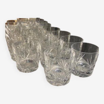 Set of 11 crystal whiskey glasses