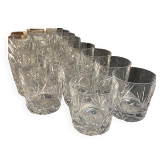 Set of 11 crystal whiskey glasses