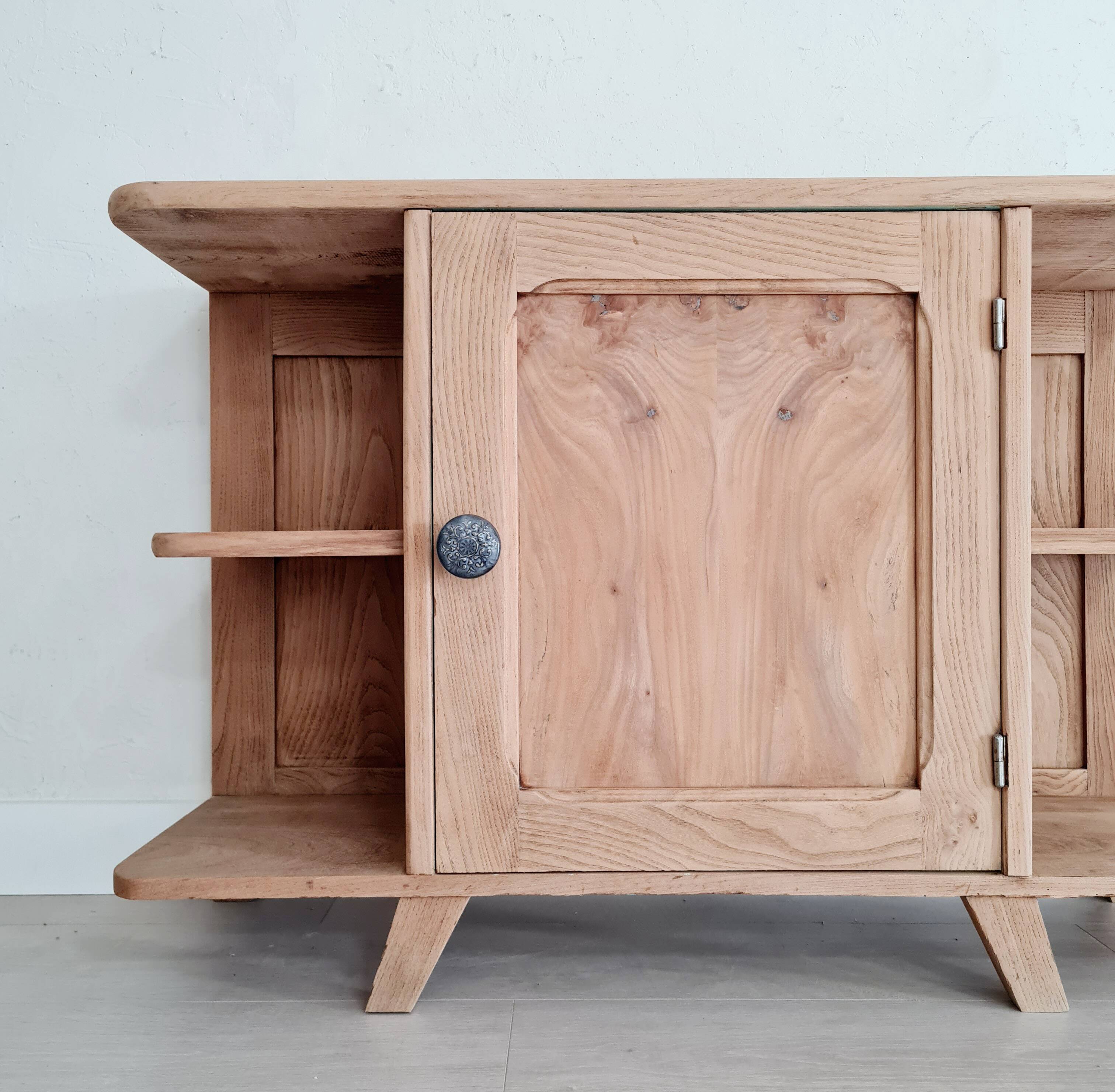 Buffet shelf compass legs renovated oak