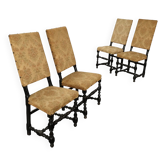 Chaises baroques anciennes en noyer ébonisé, Italie, XVIIIe siècle