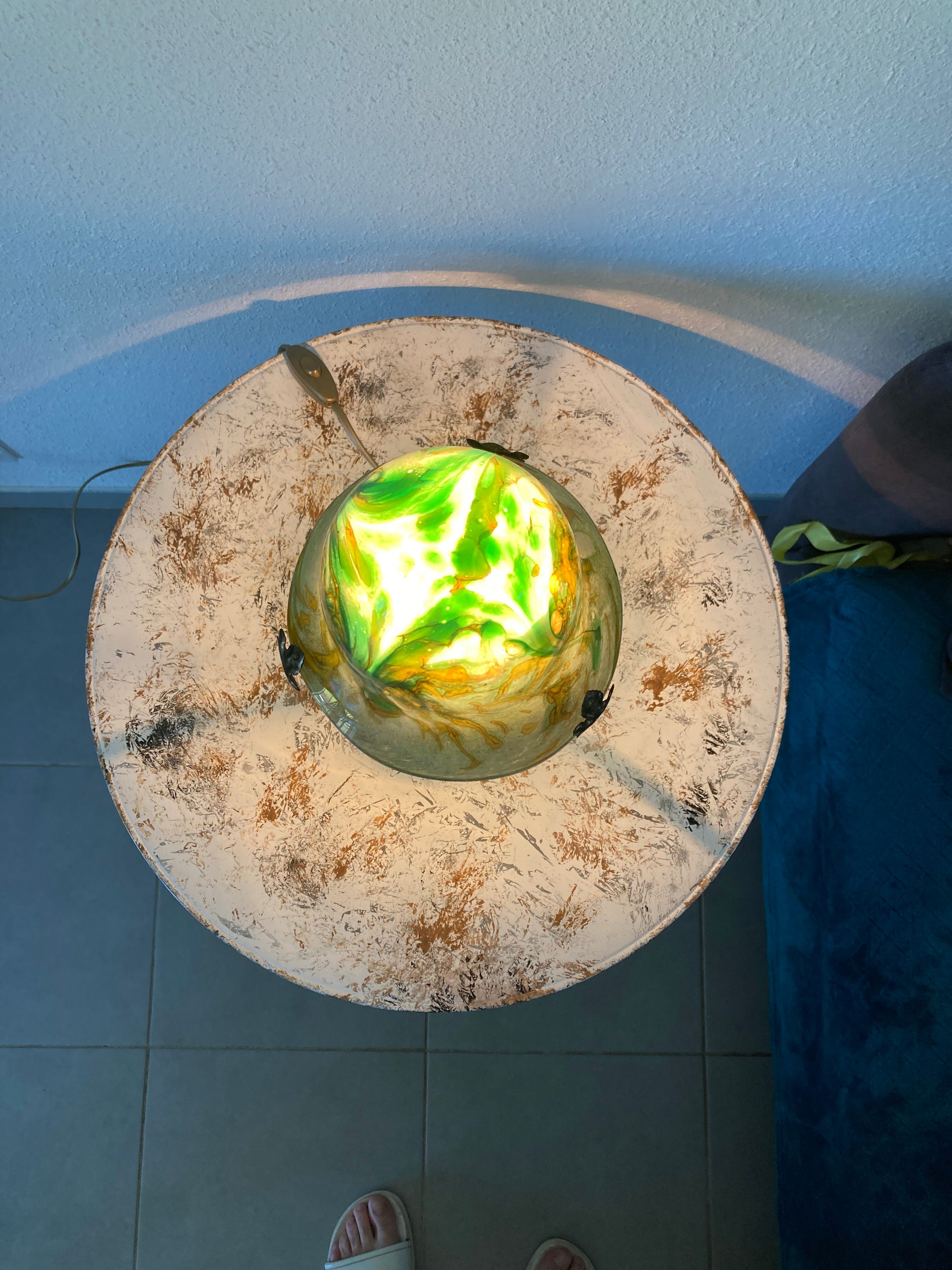 Lampe art nouveau en verre soufflé