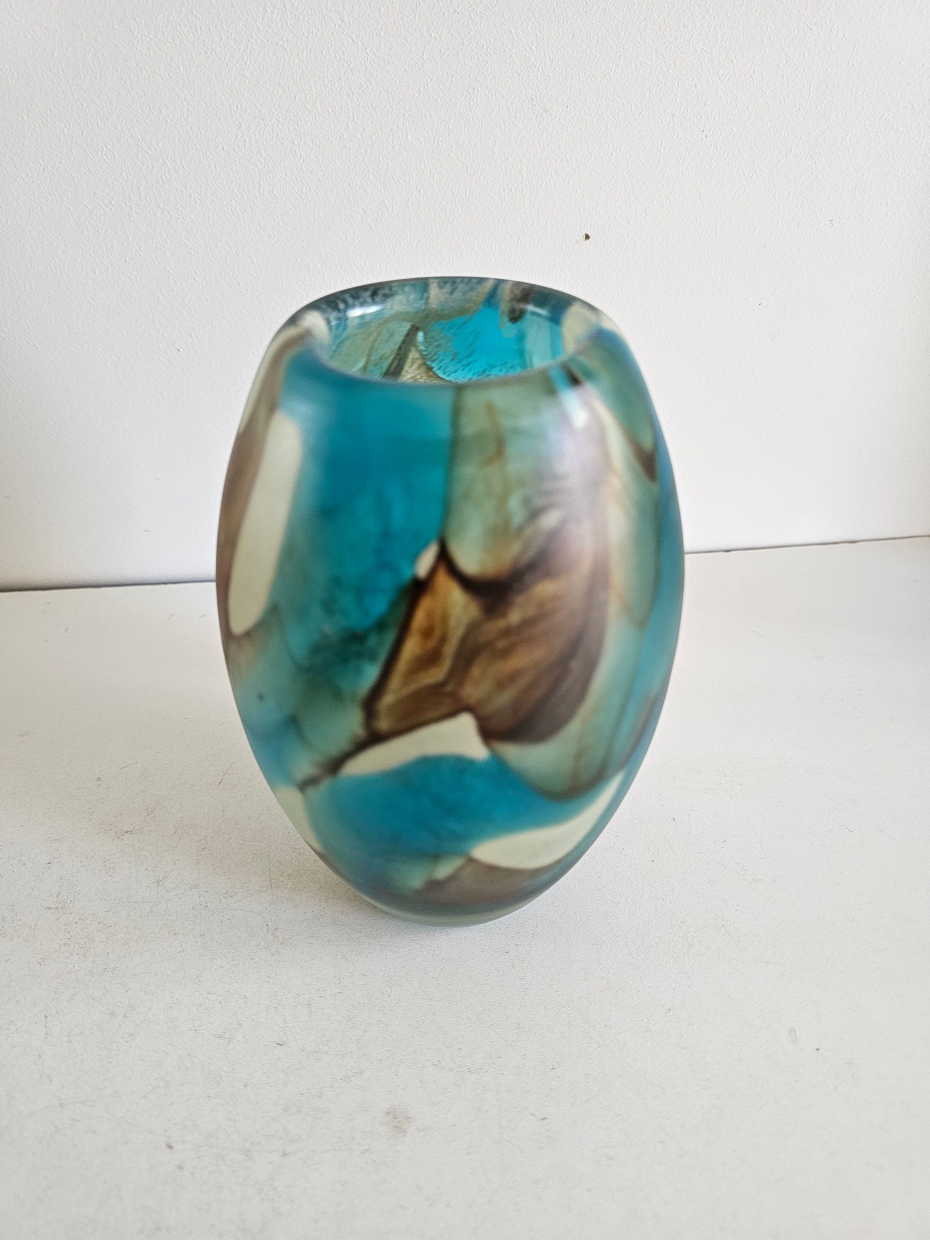 Ovoid vase in multicoloured blown glass signed Mdina - Circa 1960