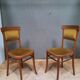 Pair of armchair and chair in curved wood