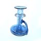 Antique candle holder in blue blown glass ras de cave folk art 19th c.