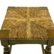 Vintage wooden stool straw seat 70s minimalist design in green