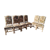 Lot de 6 chaises style Louis XIV en os de mouton