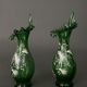 Pair of Marie Gregory vases in green floral decoration enamelled 1900