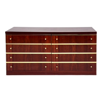 Chest of drawers 8 drawers wood and brass 70s